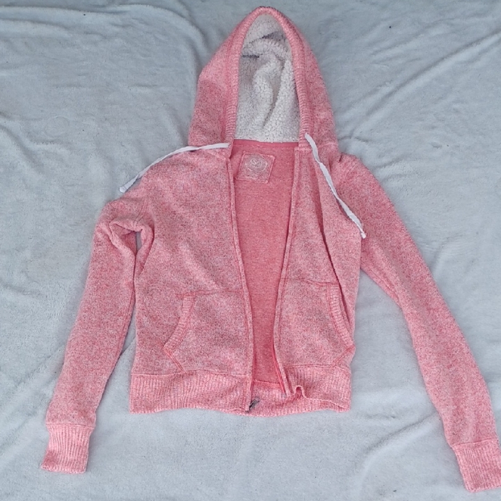SO Pink Textured Knit Hoodie